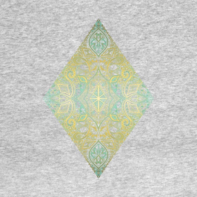 Mint & Gold Effect Diamond Doodle Pattern by micklyn